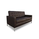 Ver imagem 1 de Sofá Fixo Florence Knoll 2 Lugares Cromado em Couro Natural Marrom