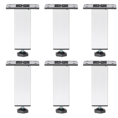 Kit 6 Pé Alumínio 13cm Fosco Cozinha Móveis 40x40 Regulável