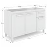 Balcão de Cozinha para Pia Caroline 3 Portas 1 Gaveta Branco - Pnr Móveis - 4
