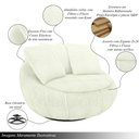 Ver imagem 3 de Kit 2 Poltronas Giratória Sala de Estar com Almofadas Afrodite Off White Bouclê G45 - Gran Belo