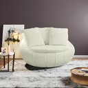 Ver imagem 2 de Kit 2 Poltronas Giratória Sala de Estar com Almofadas Afrodite Off White Bouclê G45 - Gran Belo