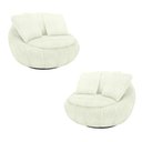 Ver imagem 1 de Kit 2 Poltronas Giratória Sala de Estar com Almofadas Afrodite Off White Bouclê G45 - Gran Belo