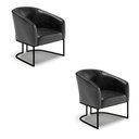 Ver imagem 1 de Kit 2 Poltronas Stella Corano Preto Base Industrial Preto - D’Rossi