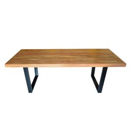 Mesa Industrial 8 Lugares Lanna Madeira Maciça com Ferragem Preta 1,80M - 2