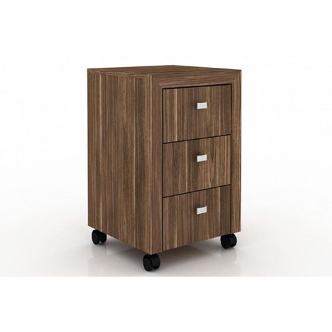 Gaveteiro P/ Escritório Me4108 C/ 3 Gavetas e Rodízios Nogal - Tecno Mobili