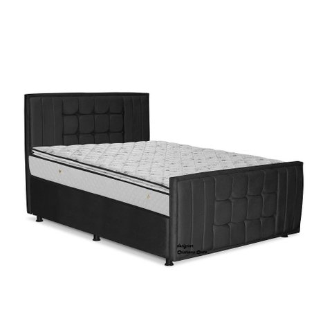 Cama com Cabeceira King Size Estofada Uvaia 195cm Suede: Preto