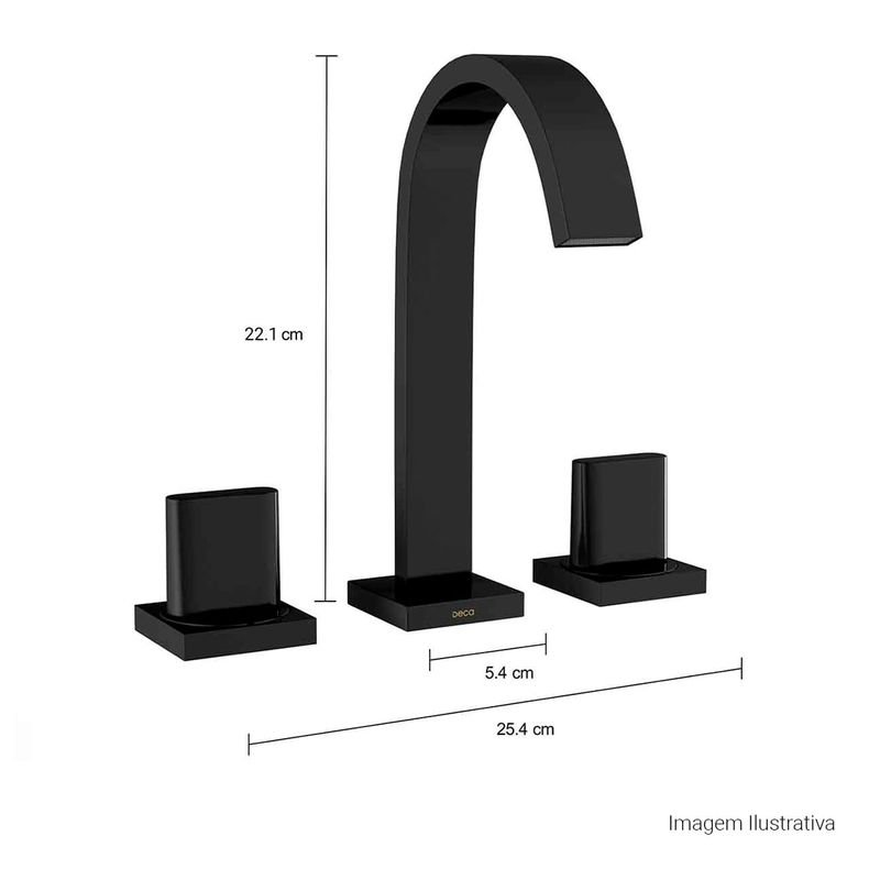 Misturador de Mesa Bica Alta para Lavatório Polo Black Noir 1877.bl33.no Deca - 3