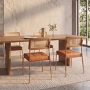 Ver imagem 1 de Cadeira Sala de Jantar 1741 Kit 4 Uni Rose/linho Areia/courano Caramelo - Carraro