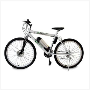 Bicicleta Elétrica TecCity 10a/h Motor Dianteiro 350w - cor: Branco com Amortecedor