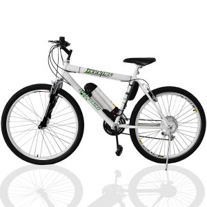 Bicicleta Elétrica TecCity 10a/h Motor Traseiro 350w - cor: Branco com Amortecedo