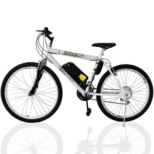 Bicicleta Elétrica TecCity 10a/h Motor Traseiro 350w - cor: Branco com Amortecedo