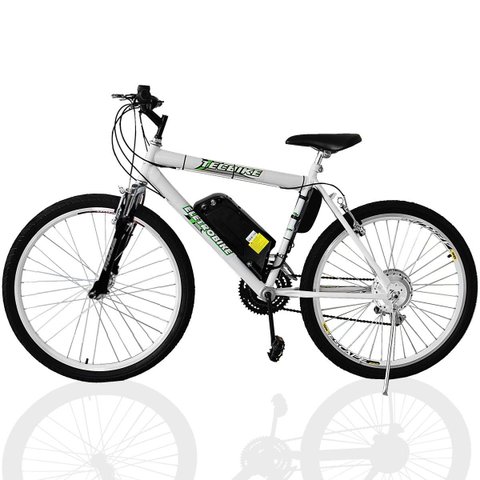 Bicicleta Elétrica Teccity 10a/h Motor Traseiro 350w - Cor: Branco com Amortecedo
