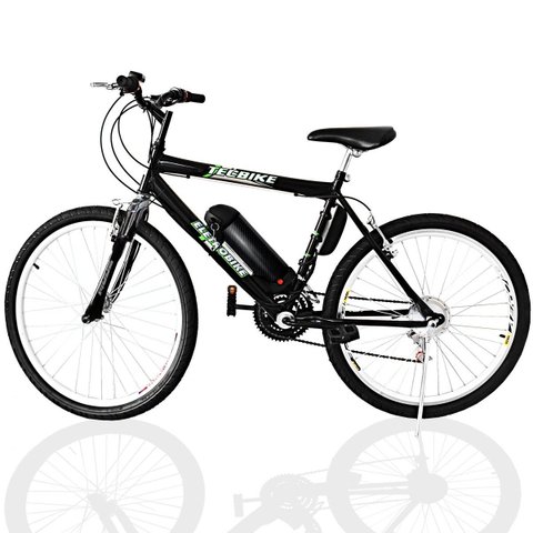 Bicicleta Elétrica Teccity 10a/h Motor Traseiro 350w - Cor: Preto com Amortecedo