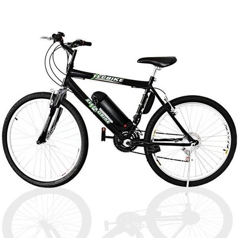 Bicicleta Elétrica Teccity 12a/h Motor Traseiro 350w - Cor: Preto com Amortecedo