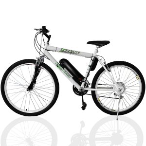 Bicicleta Elétrica TecCity 12a/h Motor Traseiro 350w - cor: Branco com Amortecedo