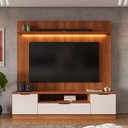 Ver imagem 2 de Estante Home Noble 1.8 para TV até 75”c/Luz de LED para Sala Jequitiba/Off White Jequitiba/Off