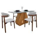 Ver imagem 1 de Mesa de Jantar Tampo de Vidro 130 e 4 Cadeiras Madeira Linho Cru