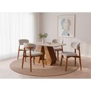 Ver imagem 2 de Mesa de Jantar Tampo de Vidro 130 e 4 Cadeiras Madeira Linho Cru