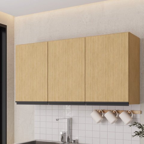 Armário Aéreo Planejado 3 Portas 120cm Nara CabeCasa MadeiraOriginals Bege/Avena