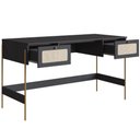 Ver imagem 2 de Escrivaninha 2 Gavetas Oslo Artesano 139 Cm (largura) Mdp Nero Palha Sintética Bege Pé Metal