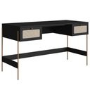 Ver imagem 1 de Escrivaninha 2 Gavetas Oslo Artesano 139 Cm (largura) Mdp Nero Palha Sintética Bege Pé Metal