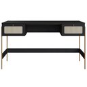 Ver imagem 3 de Escrivaninha 2 Gavetas Oslo Artesano 139 Cm (largura) Mdp Nero Palha Sintética Bege Pé Metal