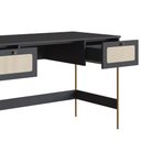 Ver imagem 4 de Escrivaninha 2 Gavetas Oslo Artesano 139 Cm (largura) Mdp Nero Palha Sintética Bege Pé Metal