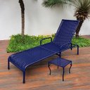 Ver imagem 2 de Kit 1 Espreguiçadeiras Catar Azul + Mesa P/ Jardim e Piscina