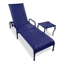 Ver imagem 1 de Kit 1 Espreguiçadeiras Catar Azul + Mesa P/ Jardim e Piscina