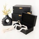 Ver imagem 2 de Conjunto 3 Caixas Decorativas de Madeira Preta Al0014 Btc