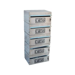 Caixa Correio Condomínio Frontal para Muro Inox 5 Módulos