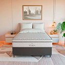 Ver imagem 2 de Cama Box Casal Couro Preto + Colchão Paris Molas Branco Couro Preto/branco