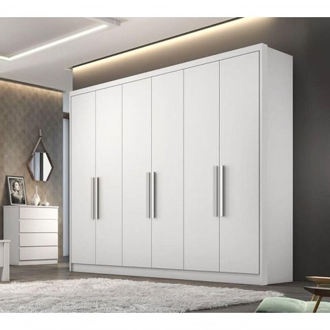 Guarda Roupa Casal 100% Mdf 6 Portas 8 Gavetas - Linea-branco - Móveis Novo Horizonte