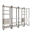 Ver imagem 2 de Guarda Roupa Aberto Industrial Casal Modulado Completo Branco Cabideiro com Gavetas Ferro Preto