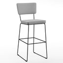 Ver imagem 3 de Kit 05 Banquetas Alta para Cozinha Sala de Jantar Base Aço Fixa Allana L02 Linho Cinza - Lyam
