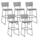 Ver imagem 1 de Kit 05 Banquetas Alta para Cozinha Sala de Jantar Base Aço Fixa Allana L02 Linho Cinza - Lyam