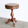 Mesa Lateral Redondo Madeira de Faia Torneado Bronze Incrustado Luxo - 1
