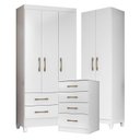 Ver imagem 1 de Guarda Roupa Infantil Lima com Cômoda Ms913 e Armário Multiuso New Íris Branco Brilho – Moval
