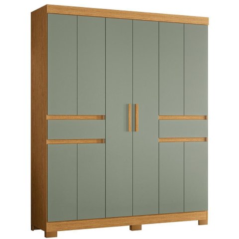 Guarda Roupa Solteiro Olímpia 10 Portas 2 Gavetas Cinamomo/sálvia - Móveis Albatroz