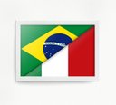Ver imagem 2 de Quadro Decorativo Brasil Itália Bandeiras 45x34cm - com vidro:Madeira branca