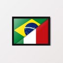 Ver imagem 1 de Quadro Decorativo Brasil Itália Bandeiras 45x34cm - com vidro:Madeira branca