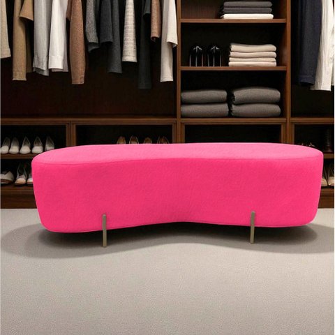 Puff Decorativo Orgânico Alana Couro Rosa Pink