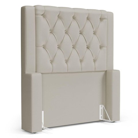 Cabeceira Atena para Cama Box Solteiro 90cm Capitonê com Frame Sintético Bege - Desk Design