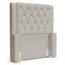 Ver imagem 1 de Cabeceira Atena para Cama Box Solteiro 90cm Capitonê com Frame Sintético Bege - Desk Design
