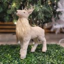 Ver imagem 2 de Rena Decorativa em Pé Sisal e Pelúcia Champanhe Luxo 42cm - Cromus