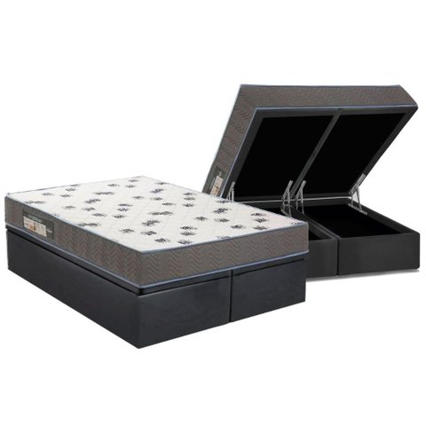 Conjunto Box Baú Queen: Colchão Espuma Ortobom D33 Light Saúde + Base Crc Suede Gray(158x198)