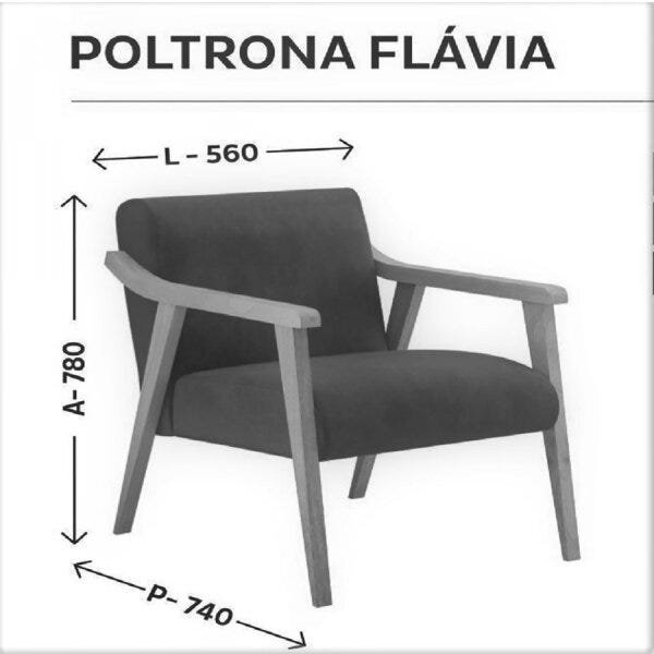 Poltrona Decorativo 56x74x78cm Madeira Maciça Flavia Volttoni - 3