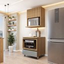 Ver imagem 1 de Cozinha Completa Modulada 2 Peças 1 Porta 1 Gaveta Norten Marrom/Verde/Nature