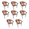 Kit 8 Cadeiras de Jantar Corda Náutica Laranja Terracota Base Aluminio Preto Sofia Linha Plus - 1