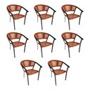 Ver imagem 1 de Kit 8 Cadeiras de Jantar Corda Náutica Laranja Terracota Base Aluminio Preto Sofia Linha Plus